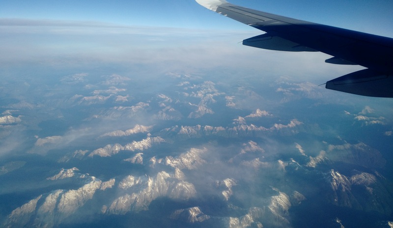 Mountains below while flying south from Santiago to Punta Arenas